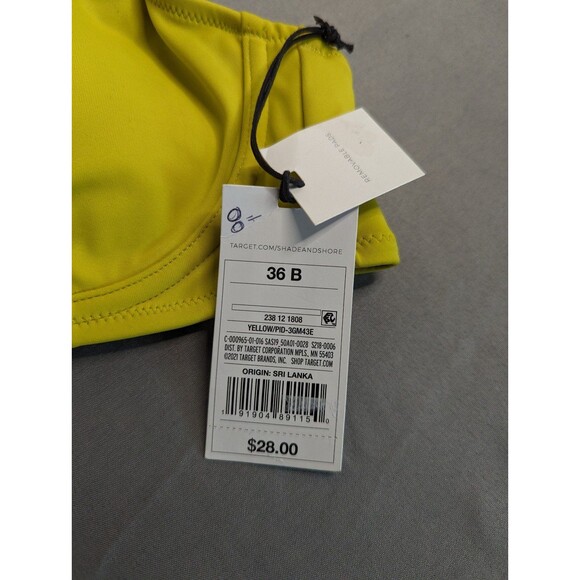 Women's Shade Shore Shirred Cup Halter Bikini Top Chartreuse 36B - Picture 5 of 5